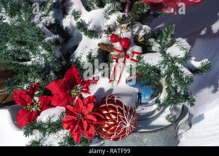 Il Parkside Pioneer Patch a Natale con neve invernale in Winkler, Manitoba, Canada. Foto Stock