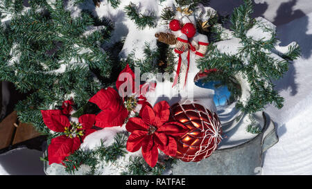 Il Parkside Pioneer Patch a Natale con neve invernale in Winkler, Manitoba, Canada. Foto Stock