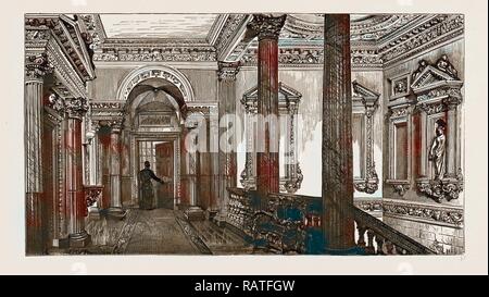 Un vecchio London Mansion, 'COWFIELDS", 30 Old Burlington Street, UK, 1886: Galleria di disegno il pavimento della camera. Reinventato Foto Stock