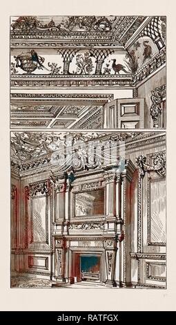 Un vecchio London Mansion, 'COWFIELDS", 30 Old Burlington Street, UK, 1886: soffitti dipinti al disegno di camere reinventato Foto Stock