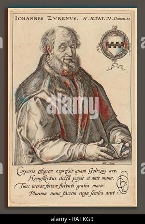 Hendrik Goltzius dopo Maerten van Heemskerck (Olandese, 1558 - 1617), Johannes Zurenus (Jan van Suren), 1590, incisione reinventato Foto Stock