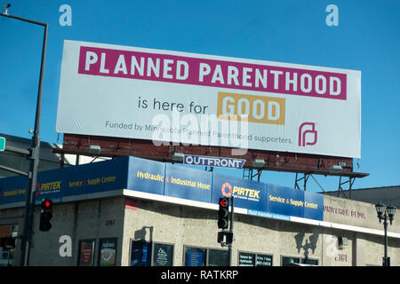 Affissioni pubblicità segno del buon lavoro della Planned Parenthood. St Paul Minnesota MN USA Foto Stock