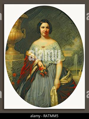 Francesco Bicknell Carpenter, Lucy Tappan Bowen (Sig.ra Henry C. Bowen), American, 1830 - 1900, 1859, olio su tela reinventato Foto Stock