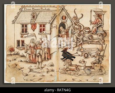 Il francese agli inizi del XVI secolo, 'Non tornare indietro quando si arriva alla fine' [fol. 26 il retro - 27 recto], 1512-1514, penna reinventato Foto Stock