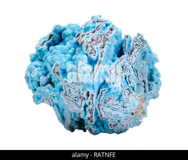 Blu brillante hemimorphite ruvida da Wenshan, Yuunan Provincia, Cina isolato su sfondo bianco Foto Stock