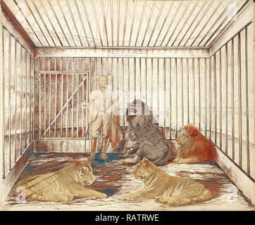 Ritratto di un uomo con i Lions, Sconosciuto maker, britannico, Inghilterra, l'Europa, 1870, albume d'argento, stampa immagine: 30,7 x 37. reinventato Foto Stock