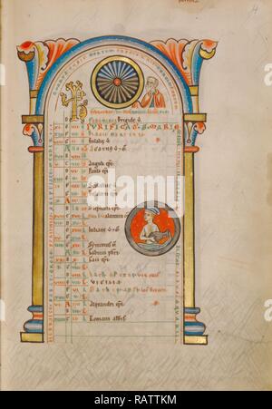 A Numa Pompilio, segno zodiacale dell Acquario, sconosciuto, Hildesheim, Germania, Europa, probabilmente 1170s, tempere, oro reinventato Foto Stock