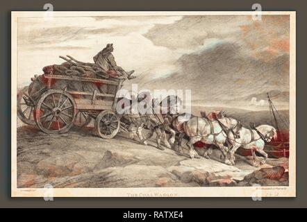 Theodore Gericault (francese, 1791 - 1824), il carro del carbone, 1821, litografia. Reinventato da Gibon. Arte Classica con un reinventato Foto Stock