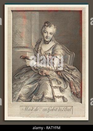 Pierre Louis de Surugue dopo Charles-Antoine Coypel (francese, 1710 o 1716 - 1772), sig.ra de M en abitudine de bal, 1746 reinventato Foto Stock