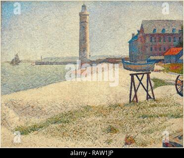 Georges Seurat, francese (1859-1891), il faro di Honfleur, 1886, olio su tela. Reinventato da Gibon. Arte Classica reinventato Foto Stock