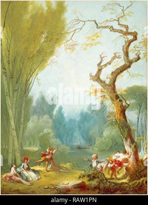 Jean-Honoré Fragonard, francese (1732-1806), un gioco di Cavallo e cavaliere, c. 1775-1780, olio su tela. Reinventato Foto Stock