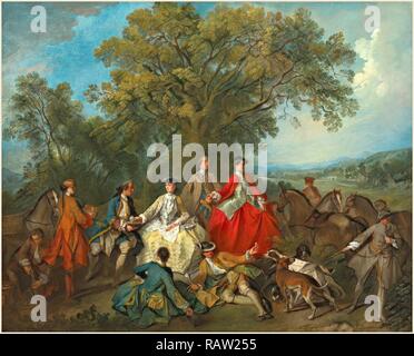 Nicolas Lancret, francese (1690-1743), pic nic dopo la caccia, probabilmente c. 1735-1740, olio su tela. Reinventato Foto Stock