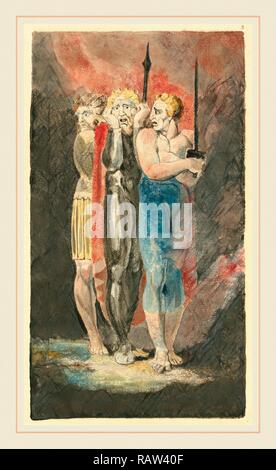 William Blake, gli accusatori di furto, adulterio, omicidio (Guerra), British, 1757-1827, c. 1794-1796, stampato a colori reinventato di attacco Foto Stock