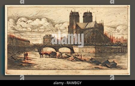 Charles Meryon (francese, 1821 - 1868), L'abside de Notre-dame de Paris (l'abside della Cattedrale di Notre Dame di Parigi reinventato Foto Stock