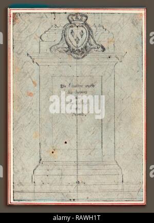 Hubert Gravelot François (francese, 1699 - 1773), un plinto sormontato da le braccia del re di Francia, grafite reinventato Foto Stock