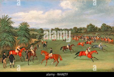 Epsom gare: preparazione per avviare firmata e datata, vernice marrone, in basso a destra: ' J Pollard 1835', James Pollard, 1792- reinventato Foto Stock