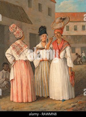 Un West Indian fiore ragazza e due altre donne libere di colore, Agostino Brunias, 1728-1796, italiano. Reinventato Foto Stock