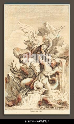 Pierre-Alexandre Aveline dopo François Boucher (francese, probabilmente 1702 - 1760), due tritoni e di un cigno, in o dopo aver reinventato Foto Stock