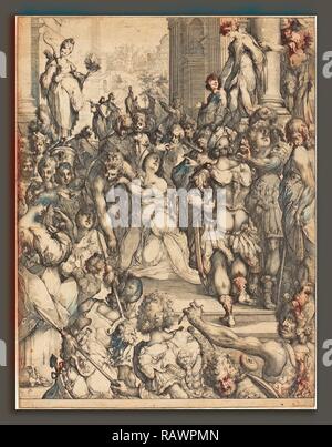 Jacques Bellange (francese, c. 1575 - morto 1616), il Martirio di Santa Lucia, attacco. Reinventato da Gibon. Arte Classica reinventato Foto Stock