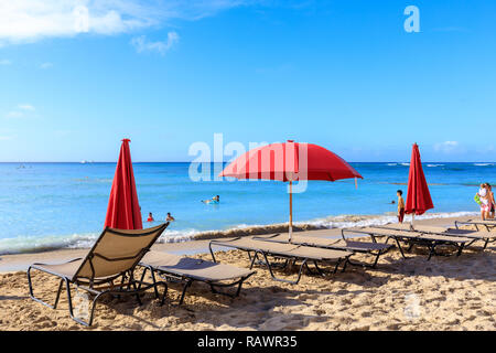 Honolulu, Hawaii - Dic 25, 2018 : Vista del Sheraton Waikiki, hotel sul fronte spiaggia in Waikiki beach Foto Stock