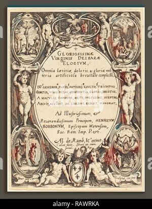 Jacques Callot (francese, 1592 - 1635), frontespizio per 'Gloriosissimae', l'attacco. Reinventato da Gibon. Arte Classica reinventato Foto Stock