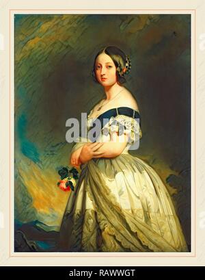 Studio di Franz Xaver Winterhalter, Queen Victoria, c. 1843, olio su tela. Reinventato da Gibon. Arte Classica con un reinventato Foto Stock