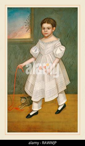 Giuseppe Goodhue Chandler, ragazza con un gattino, Americano, 1813-1884, c. 1836-1838, olio su tela. Reinventato Foto Stock