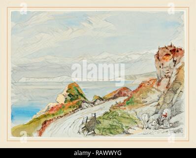 Sir George Hayter, British (1792-1871), Baia di acqua dolce, Isle of Wight, 1839, acquerello, gouache e grafite con reinventato Foto Stock