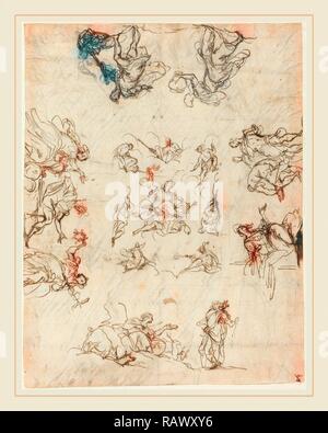 Alessandro Maganza, italiano (1556-1640), un soffitto compartimentate con allegorie e miti, 1590-1600, penna e marrone reinventato Foto Stock