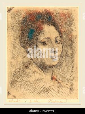 Albert Besnard, Peppina, Francese, 1849-1934, 1919, l'attacco in nero toccato con grafite sulla crema di latte di cui la carta reinventato Foto Stock