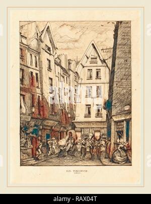 Charles Meryon, francese (1821-1868), La Rue piroettare aux Halles di Parigi (piroettare Street, vicino i mercati, Paris reinventato Foto Stock