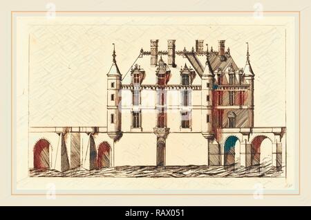 Charles Meryon dopo Jacques Androuet Ducerceau I, francese (1821-1868), Chateau de Chenonceau, 1re planche (l'reinventato Foto Stock