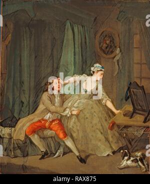 Prima, William Hogarth, inglese, 1697 - 1764, 1730 - 1731, olio su tela, senza cornice: 38,7 x 33,7 cm (15 1/4 x 13 1/4 reinventato Foto Stock