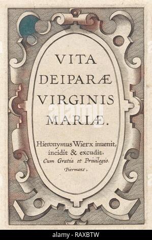 Cartiglio con titolo, Hieronymus WIERIX, 1563 - prima del 1619. Reinventato da Gibon. Arte Classica con un tocco di moderno reinventato Foto Stock