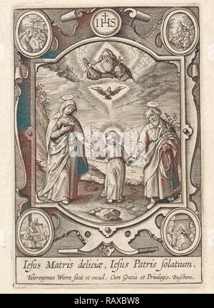 Terrena e celeste trinità, Hieronymus WIERIX, 1563 - prima del 1619. Reinventato da Gibon. Arte Classica con un moderno reinventato Foto Stock