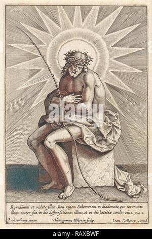 Cristo sulla pietra fredda, Hieronymus WIERIX, Jan Baptiste Collaert, 1563 - prima del 1612. Reinventato da Gibon. Classic reinventato Foto Stock