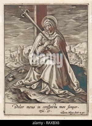 Maria come Mater Dolorosa, Hieronymus WIERIX, 1563 - prima del 1619. Reinventato da Gibon. Arte Classica con un tocco di moderno reinventato Foto Stock