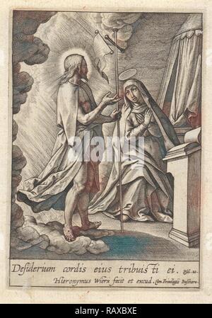 Cristo appare a Maria, Hieronymus WIERIX, 1563 - prima del 1619. Reinventato da Gibon. Arte Classica con un tocco di moderno reinventato Foto Stock
