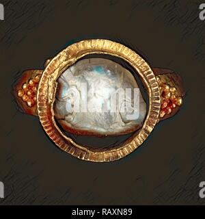 Anello, sconosciuto, Impero Romano, 250 - 400, oro, madreperla, oggetto: H: 3 x diam.: 2,8 cm (1 3/16 x 1 1/16 in reinventato Foto Stock