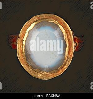 Anello, sconosciuto, Impero Romano, 250 - 400, oro, agata, oggetto: H: 3 x diam.: 2,7 cm (1 3/16 x 1 1/16 in.), oggetto ( reinventato Foto Stock
