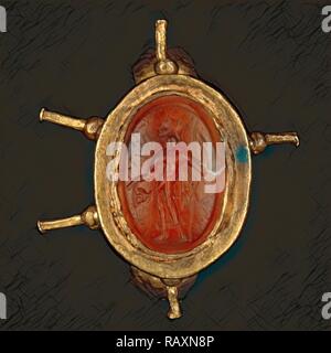 Anello, sconosciuto, Impero Romano, 250 - 400, oro, corniola, oggetto: H: 2,5 x diam.: 2,6 cm (1 x 1 in.), oggetto (frontalino reinventato Foto Stock