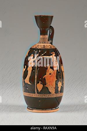 Attico Red-Figure Lekythos, attribuito al circolo di Meidias pittore greco (mansarda), attivo 420 - 390 A.C. Atene reinventato Foto Stock