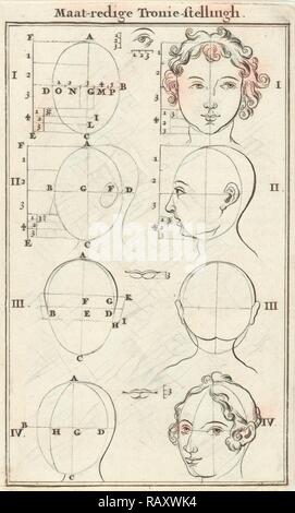 Otto teste, etichettato I-IV, Jan Luyken, Willem Goeree, 1682. Reinventato da Gibon. Arte Classica con un tocco di moderno reinventato Foto Stock