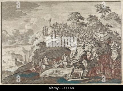 Popolo di governatore Felix attacco una folla sul Monte degli Ulivi, Jan Luyken, Pieter Mortier, 1704. Reinventato Foto Stock