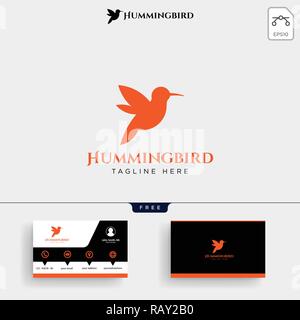 Ronzio uccello bellezza modello logo illustrazione vettoriale e business card design Illustrazione Vettoriale
