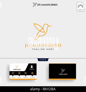 Ronzio uccello bellezza modello logo illustrazione vettoriale e business card design Illustrazione Vettoriale