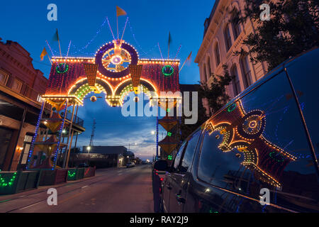 Boone Powell Arch nel quartiere storico. Galveston, Texas, Stati Uniti d'America. Foto Stock