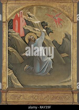 San Francesco che riceve le stimmate, Lorenzo Monaco, c. 1420. Reinventato da Gibon. Arte Classica con un tocco di moderno reinventato Foto Stock
