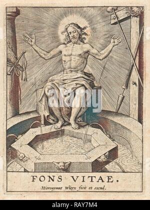 Cristo come fonte di vita (Fons Vitae), Hieronymus WIERIX, 1563 - prima del 1619. Reinventato da Gibon. Arte Classica reinventato Foto Stock