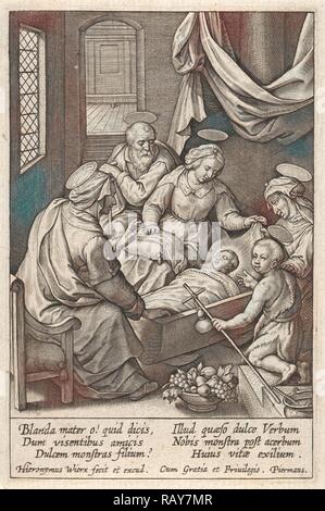 Cristo bambino dorme nel presepe, Hieronymus WIERIX, 1563 - prima del 1619. Reinventato da Gibon. Arte Classica con un reinventato Foto Stock